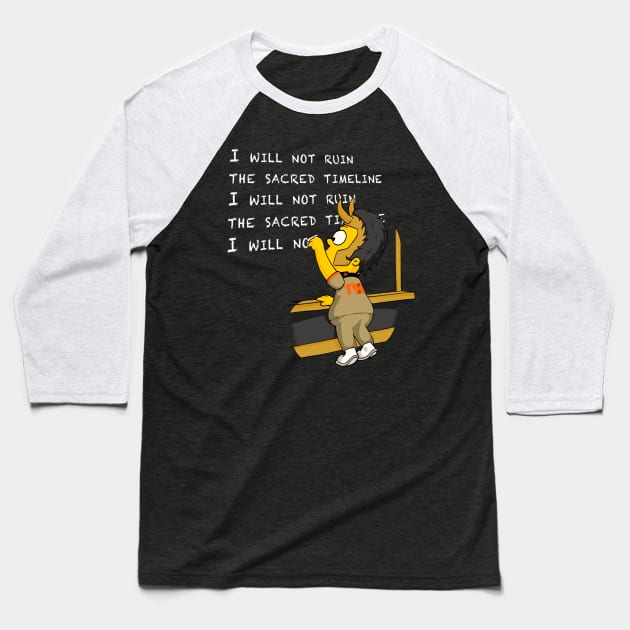 I Will Not Ruin The Sacred Timeline Baseball T-Shirt by zawitees